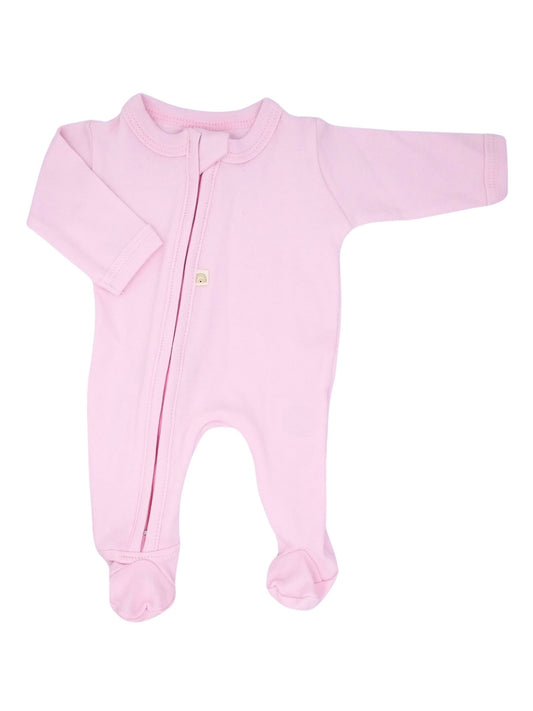 100% Cotton Footed Zip Up Sleepsuit - Pink Sleepsuit / Babygrow Little Lumps 