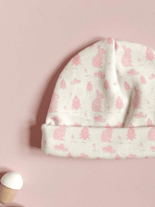 Round Prem Hat, Bunny Meadow, Premium 100% Organic Cotton Hat Tiny & Small 