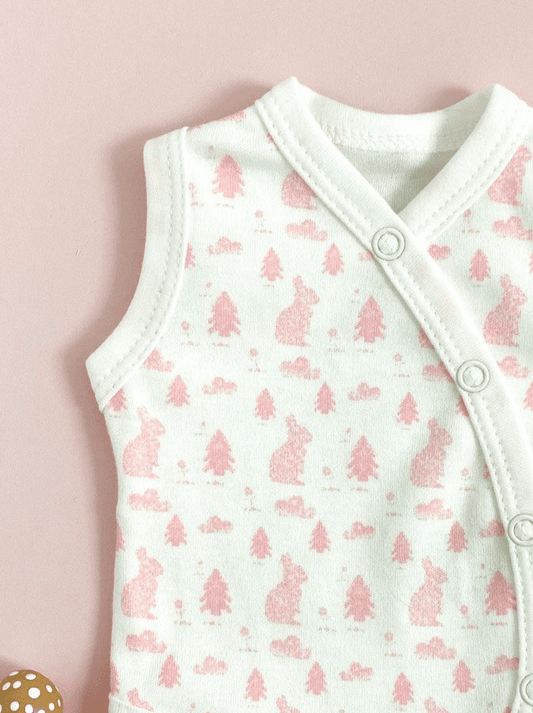 Incubator Vest, Bunny Meadow, Premium 100% Organic Cotton Bodysuit / Vest Tiny & Small 