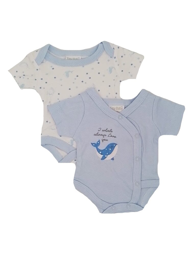 Whale & Stars 2 pack Vests - Blue Bodysuit / Vest Tiny Baby 