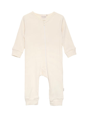 Zip Up Minymo Ribbed Sleepsuit - Cream Sleepsuit / Babygrow Miny Mo 