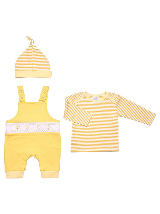 Lemon Smocked Baby Chick 3PC Overalls Set Outift Just too Cute 