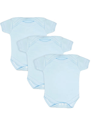 3 Pack - 100% Cotton Blue Short Sleeved Bodysuits Set/Multipack Little Mouse Baby Clothing & Gifts 