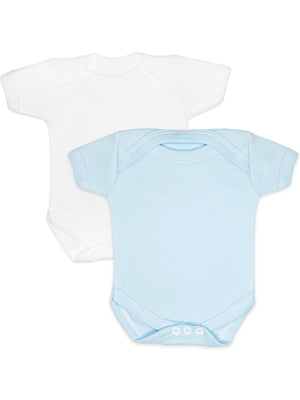 2 Pack - 100% Cotton Blue & White Short Sleeved Bodysuits Set/Multipack Little Mouse Baby Clothing & Gifts 