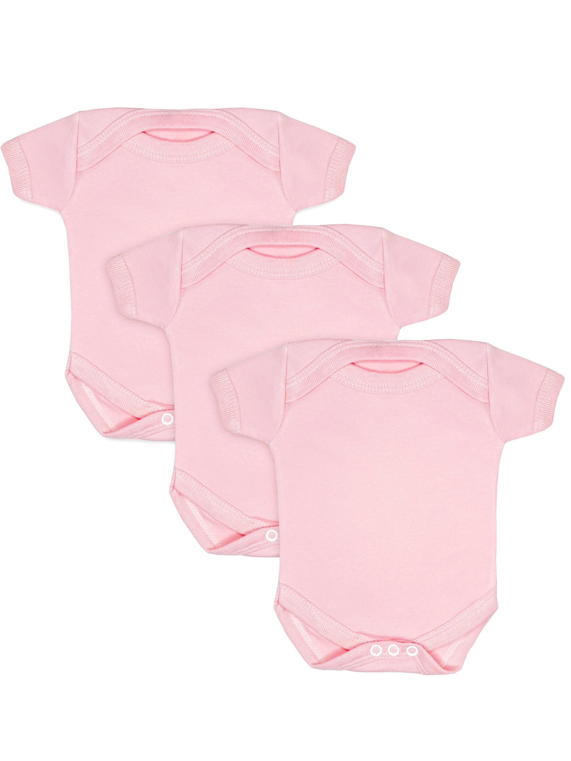 3 Pack - 100% Cotton Pink Short Sleeved Bodysuits Set/Multipack Little Mouse Baby Clothing & Gifts 