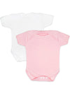 2 Pack - 100% Cotton Pink & White Short Sleeved Bodysuits Set/Multipack Little Mouse Baby Clothing & Gifts 