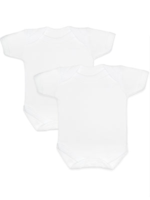 2 Pack - 100% Cotton White Short Sleeved Bodysuits Set/Multipack Little Mouse Baby Clothing & Gifts 