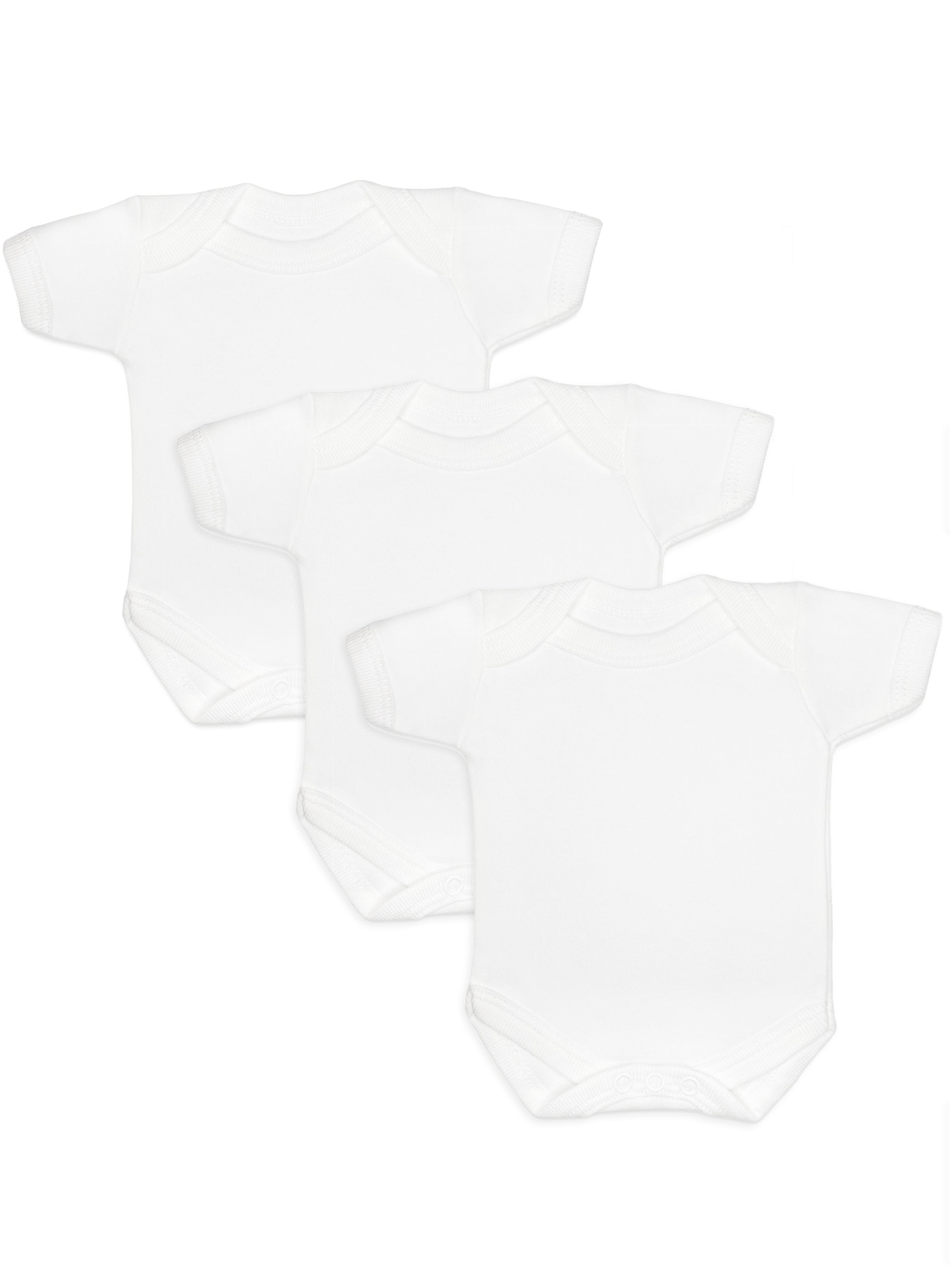 3 Pack - 100% Cotton White Short Sleeved Bodysuits Set/Multipack Little Mouse Baby Clothing & Gifts 