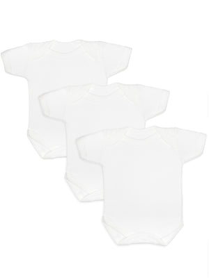 3 Pack - 100% Cotton White Short Sleeved Bodysuits Set/Multipack Little Mouse Baby Clothing & Gifts 