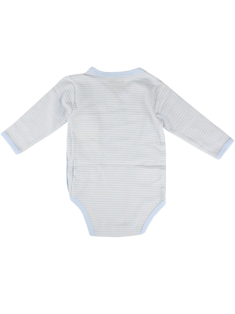 Organic Cotton Light Blue Stripe Long Sleeve Vest (5-8lb) Bodysuit / Vest Fixoni 