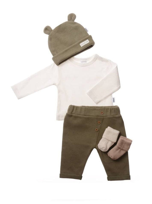 5-Piece Rib Knit Set With Olive Trousers Outift Liliput 