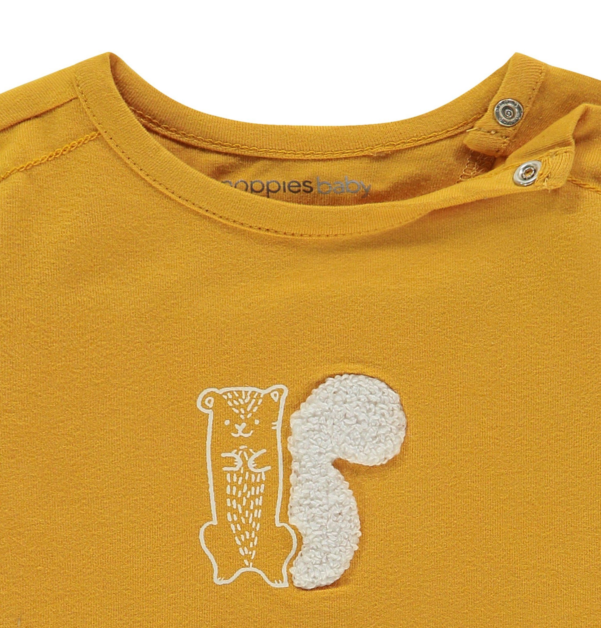 Mustard Textured Squirrel Top - Organic (Tiny Baby Size, 4-7lb) Top / T-shirt Noppies 