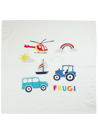 Organic Cotton Tractors, Boats & Cars Muslin 2 Pack by Frugi Muslin Frugi 