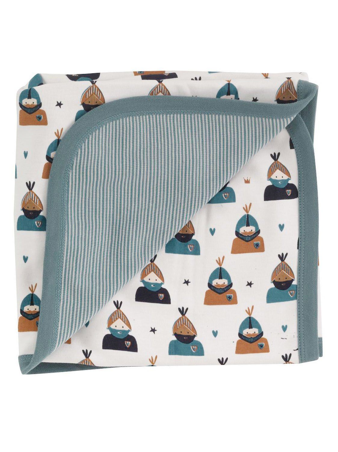 Cream & Teal Knight Print Blanket by Pigeon Organics Blanket Pigeon Organics 