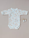 Bodysuit, Apricot Floral, Premium 100% Organic Cotton Bodysuit / Vest Tiny & Small 