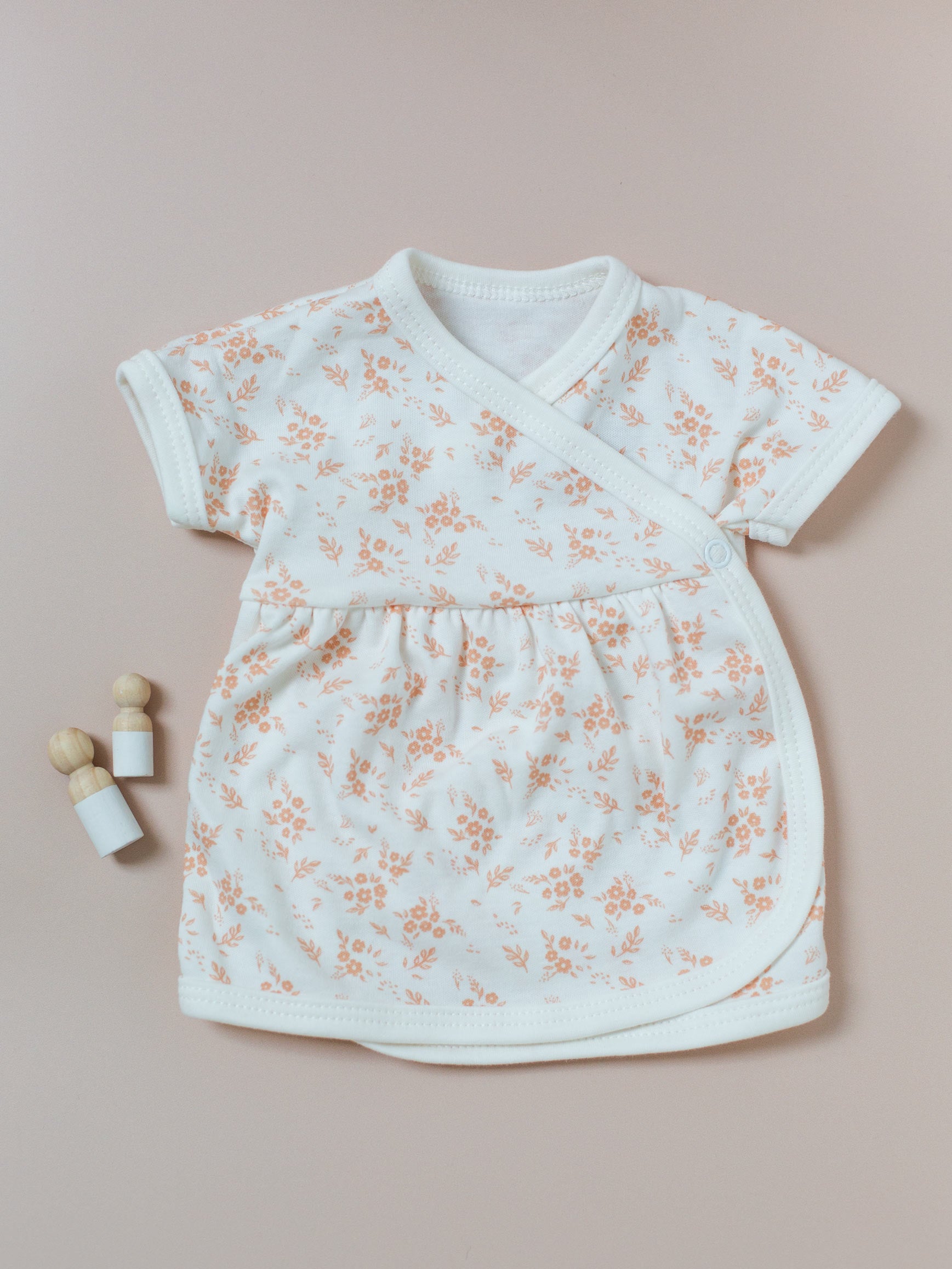Dress, Apricot Floral, Premium 100% Organic Cotton Dress Tiny & Small 