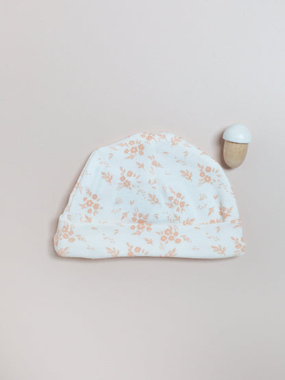 Premature Baby Hat, Apricot Floral, Premium 100% Organic Cotton Hat Tiny & Small 