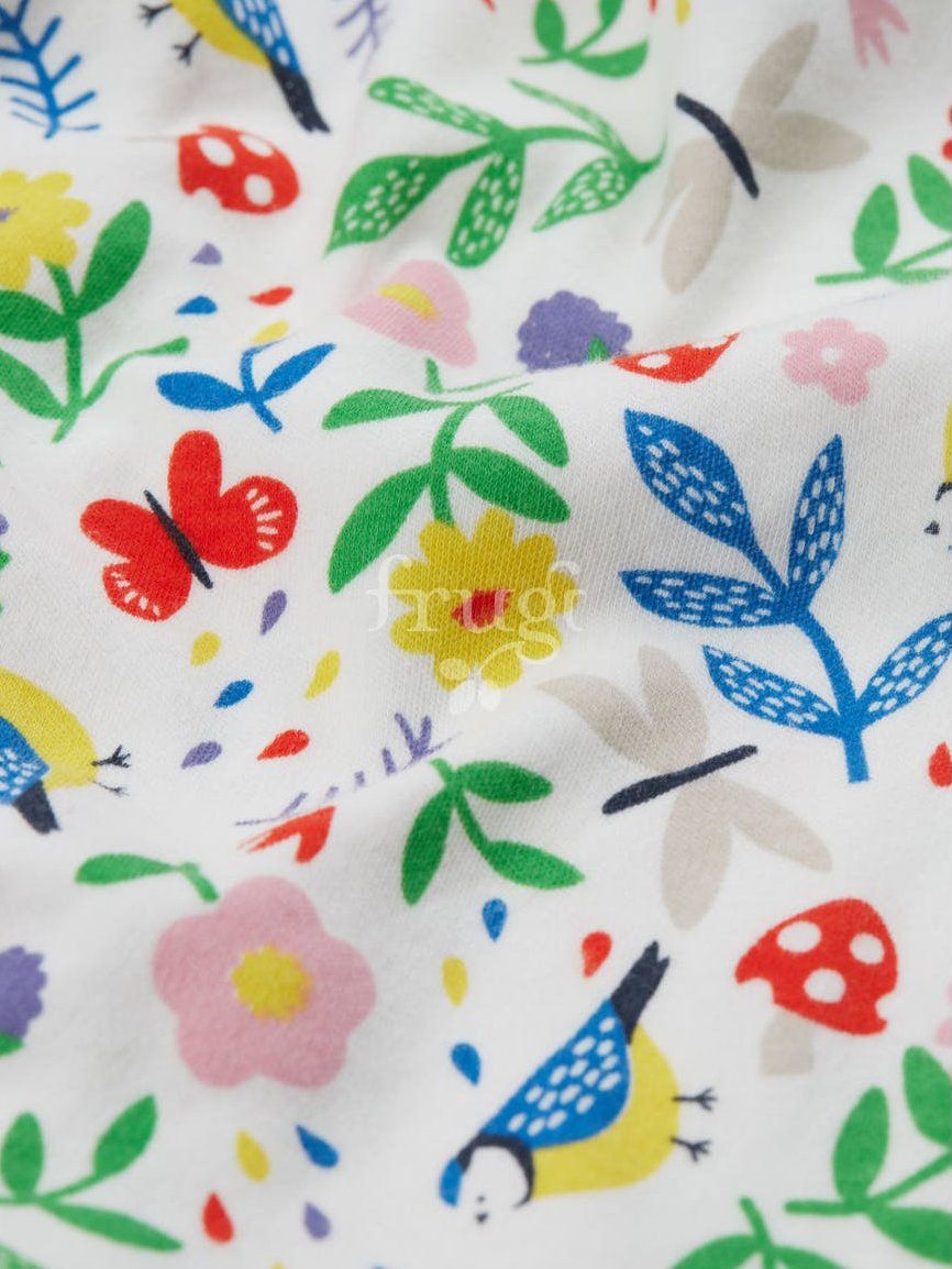 Organic Floral Bird Print Babygrow by Frugi Sleepsuit / Babygrow Frugi 