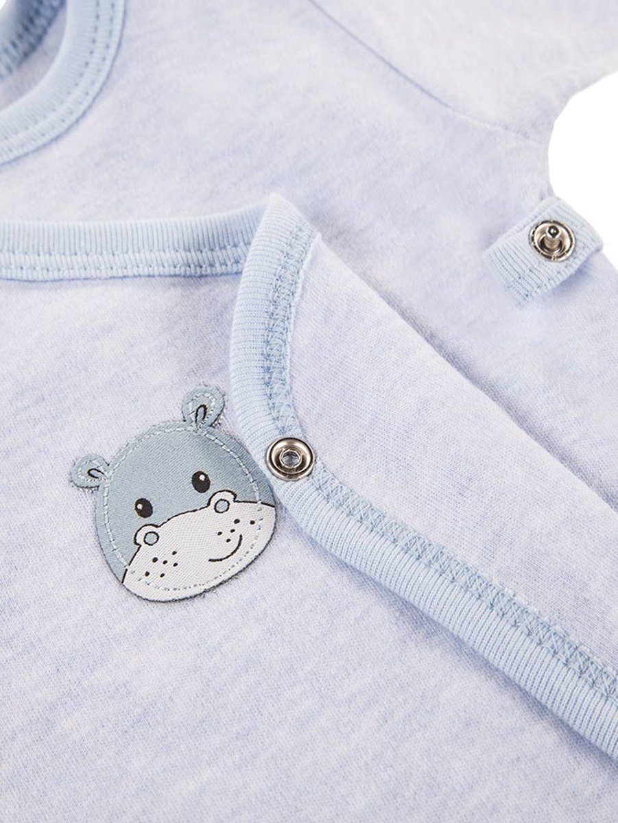 Early Baby Long Sleeved Bodysuit, Cute Hippo Design - Blue Bodysuit / Vest EEVI 