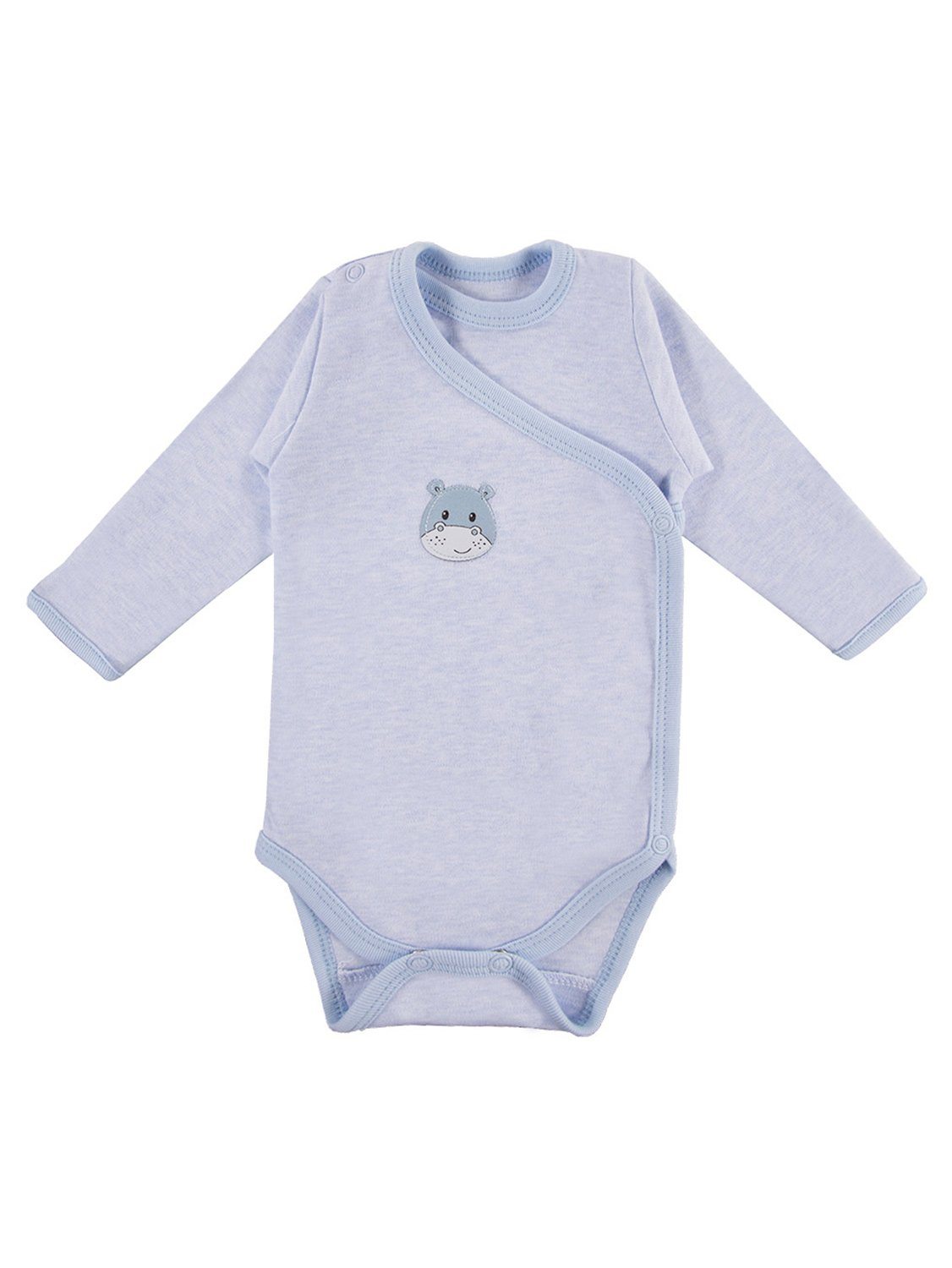 Early Baby Long Sleeved Bodysuit, Cute Hippo Design - Blue Bodysuit / Vest EEVI 