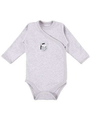 Early Baby Long Sleeved Bodysuit, Cute Zebra Design - Grey Bodysuit / Vest EEVI 