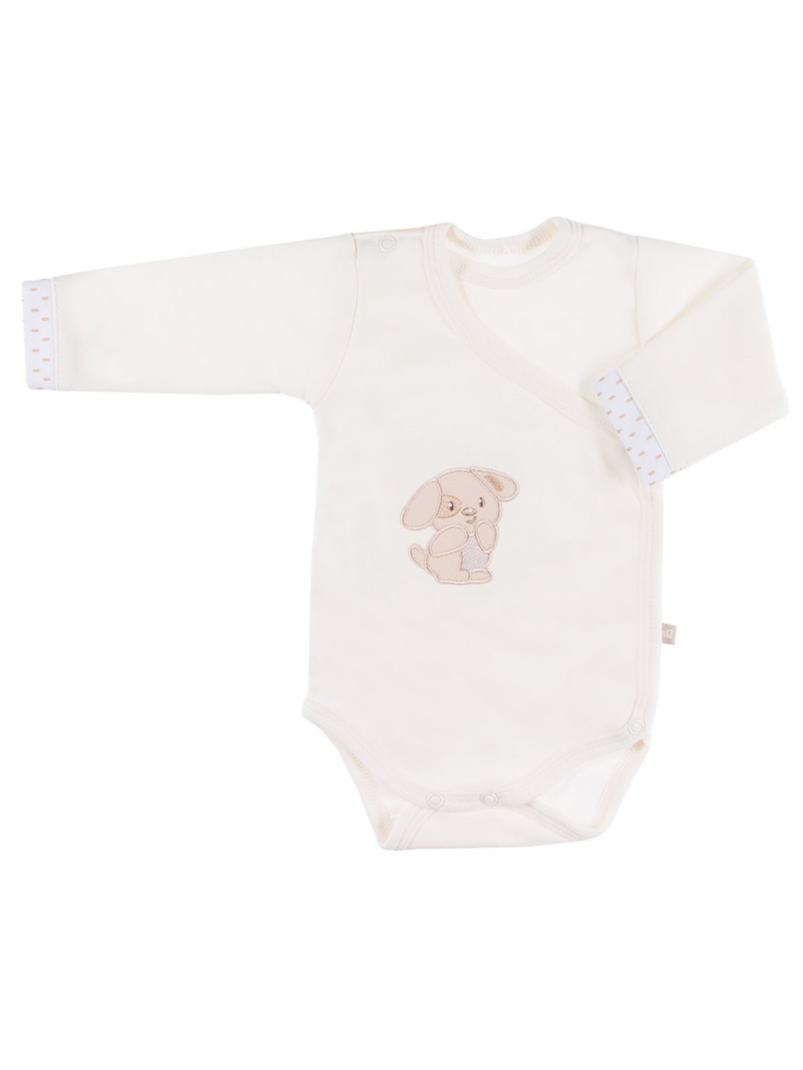 Early Baby Bodysuit, Embroidered Puppy Design - Cream Bodysuit / Vest EEVI 
