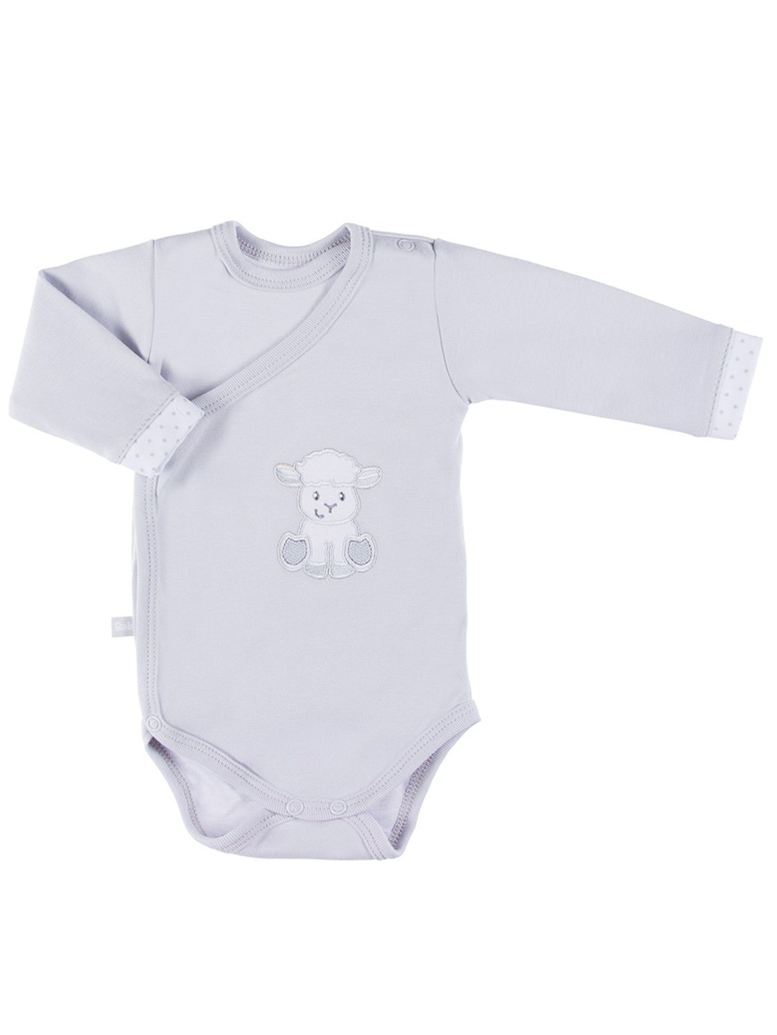 Early Baby Bodysuit, Embroidered Lamb Design - Grey Bodysuit / Vest EEVI 