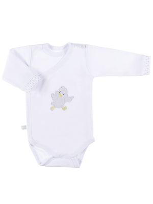 Early Baby Bodysuit, Embroidered Little Chick Design - White Bodysuit / Vest EEVI 