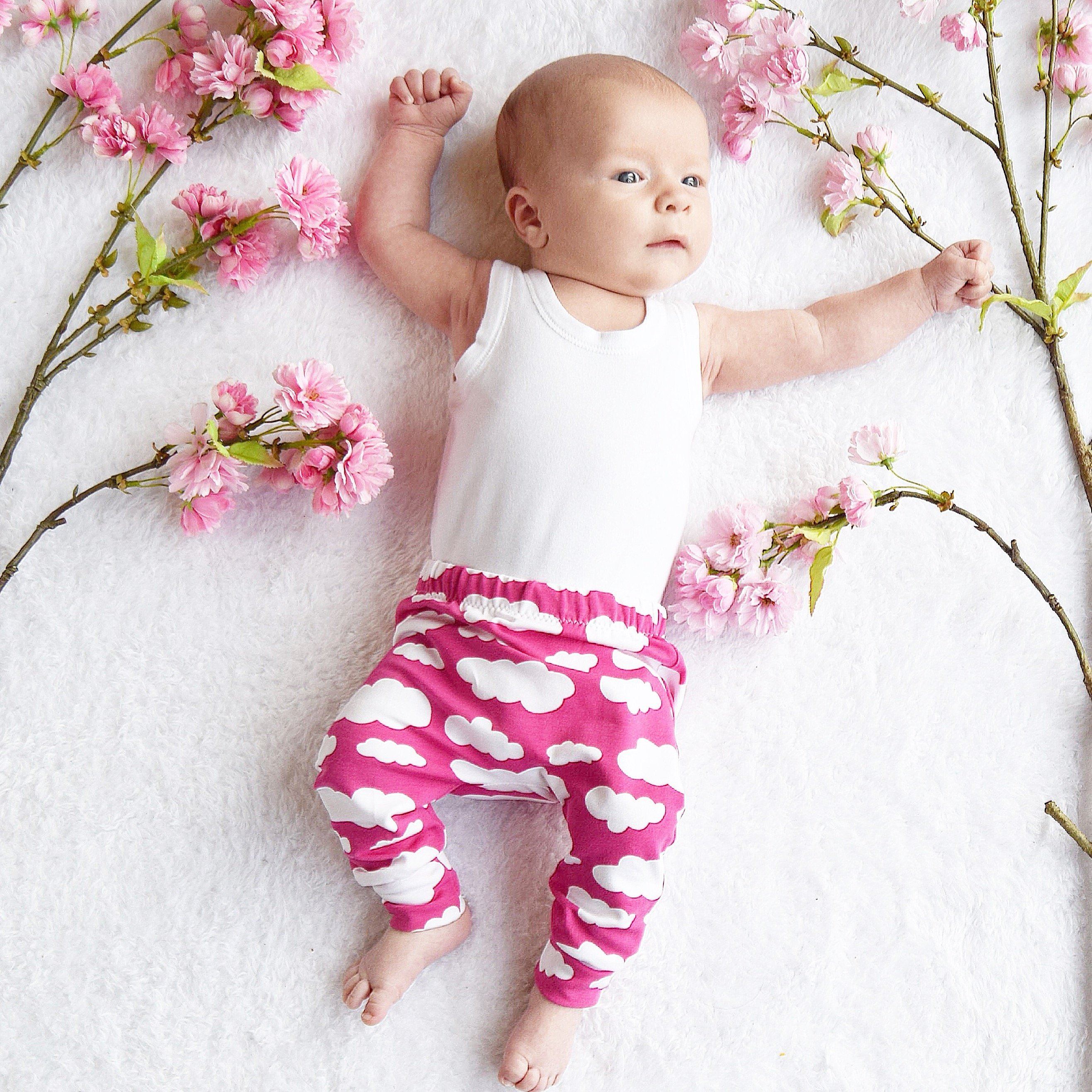 Pink Cloud Print Baby Leggings, Fred & Noah Trousers / Leggings Fred & Noah 