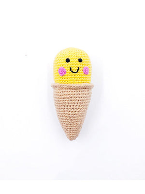 Crochet Fair Trade Rattle Toy - Ice Cream - Vanilla Rattle Pebble Toys 