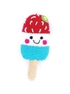 Crochet Fair Trade Rattle Toy - Ice Lolly, Red/White/Blue Rattle Pebble Toys 