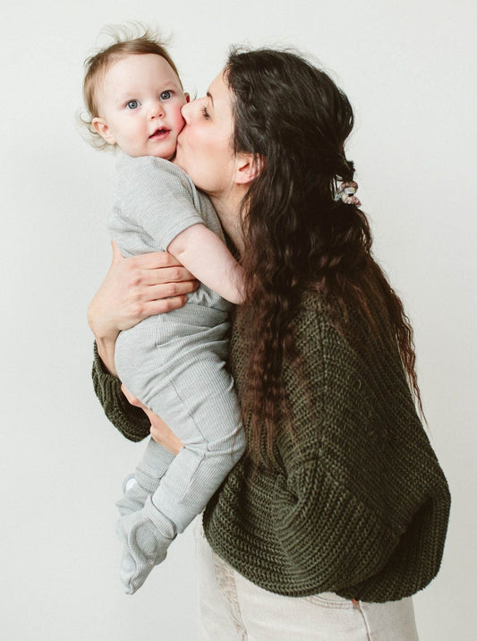 Stay-on Baby Boots, Waffle Knit, Thunderstorm Booties Goumikids 