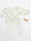 2 piece wrap top & trouser set. Apple Floral, Organic Cotton Top & Trousers Tiny & Small 