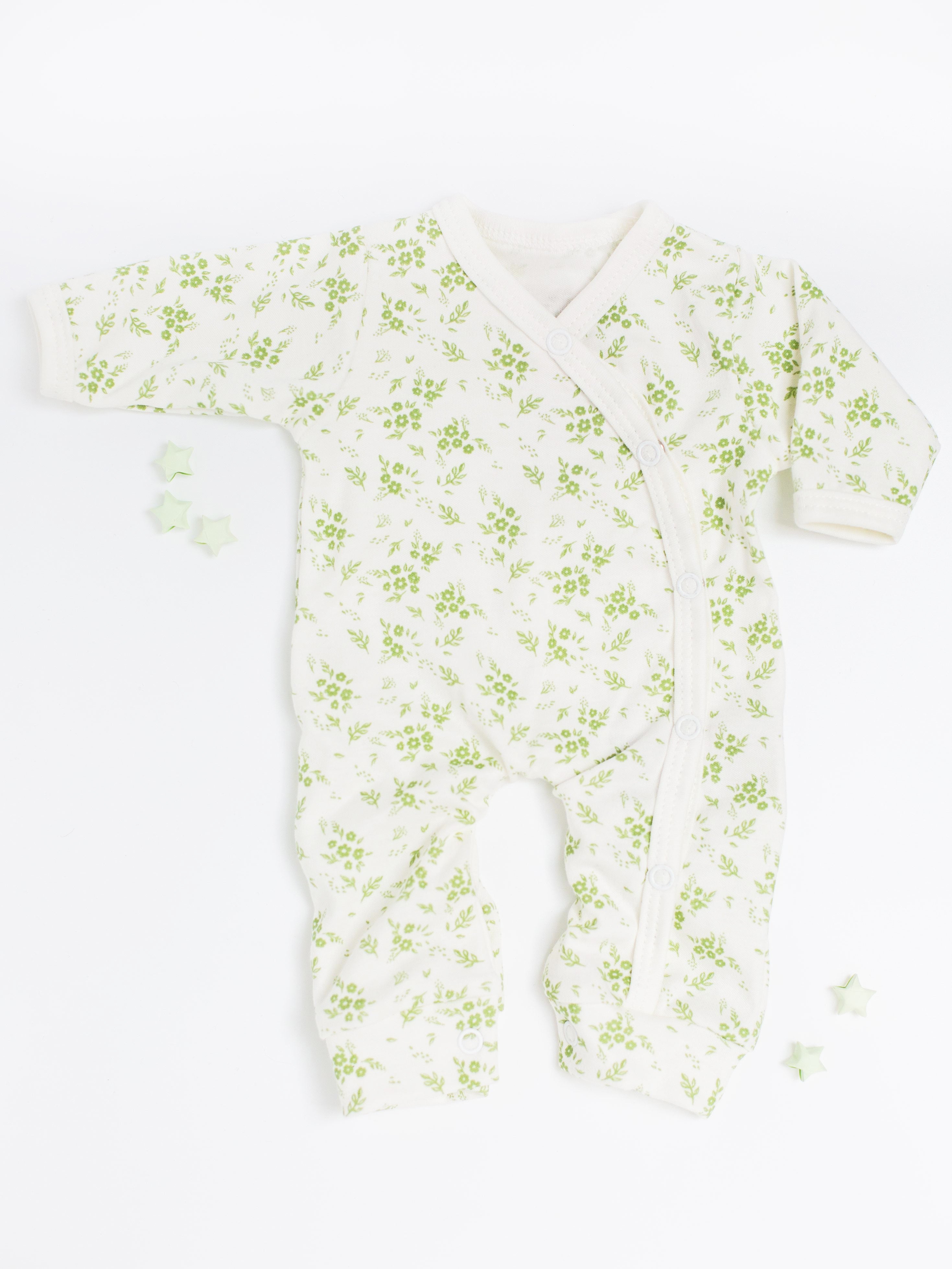 Preemie Girl Sleepsuit, Apple Floral, Premium 100% Organic Cotton Sleepsuit / Babygrow Tiny & Small 