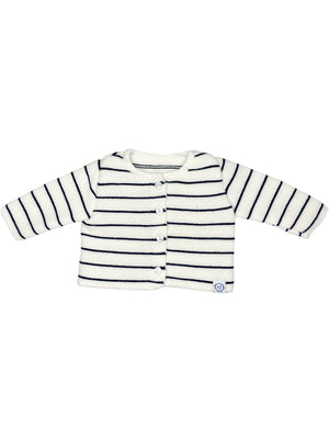 Knitted Cardigan, Breton Stripe White Cardigan / Jacket La Manufacture de Layette 