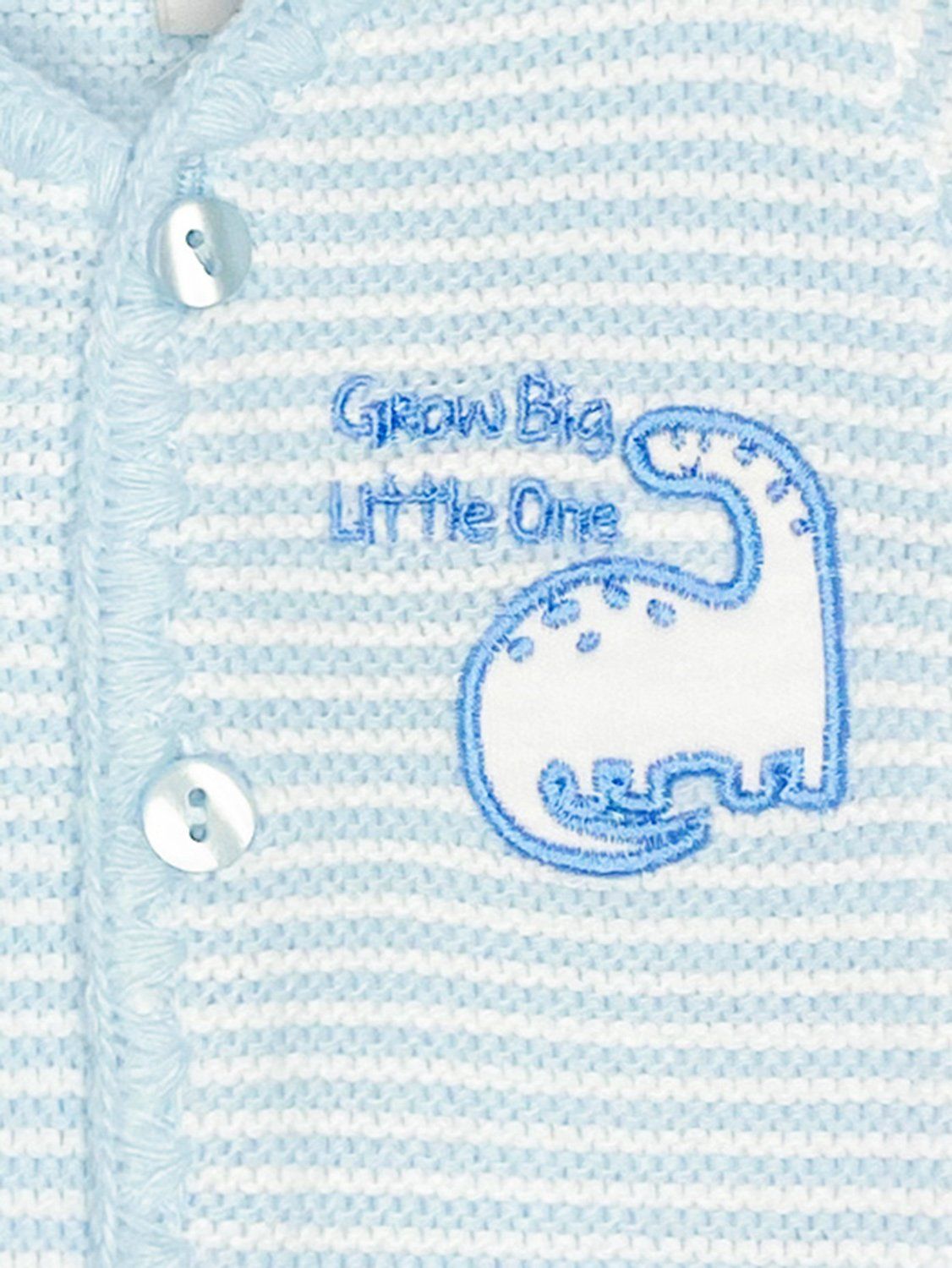 Blue "Grow Big Little One" Dinosaur Detail Cardigan Cardigan / Jacket Tiny Chick 