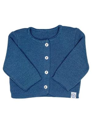 Knitted Azure Blue Soft Cardigan Cardigan / Jacket La Manufacture de Layette 