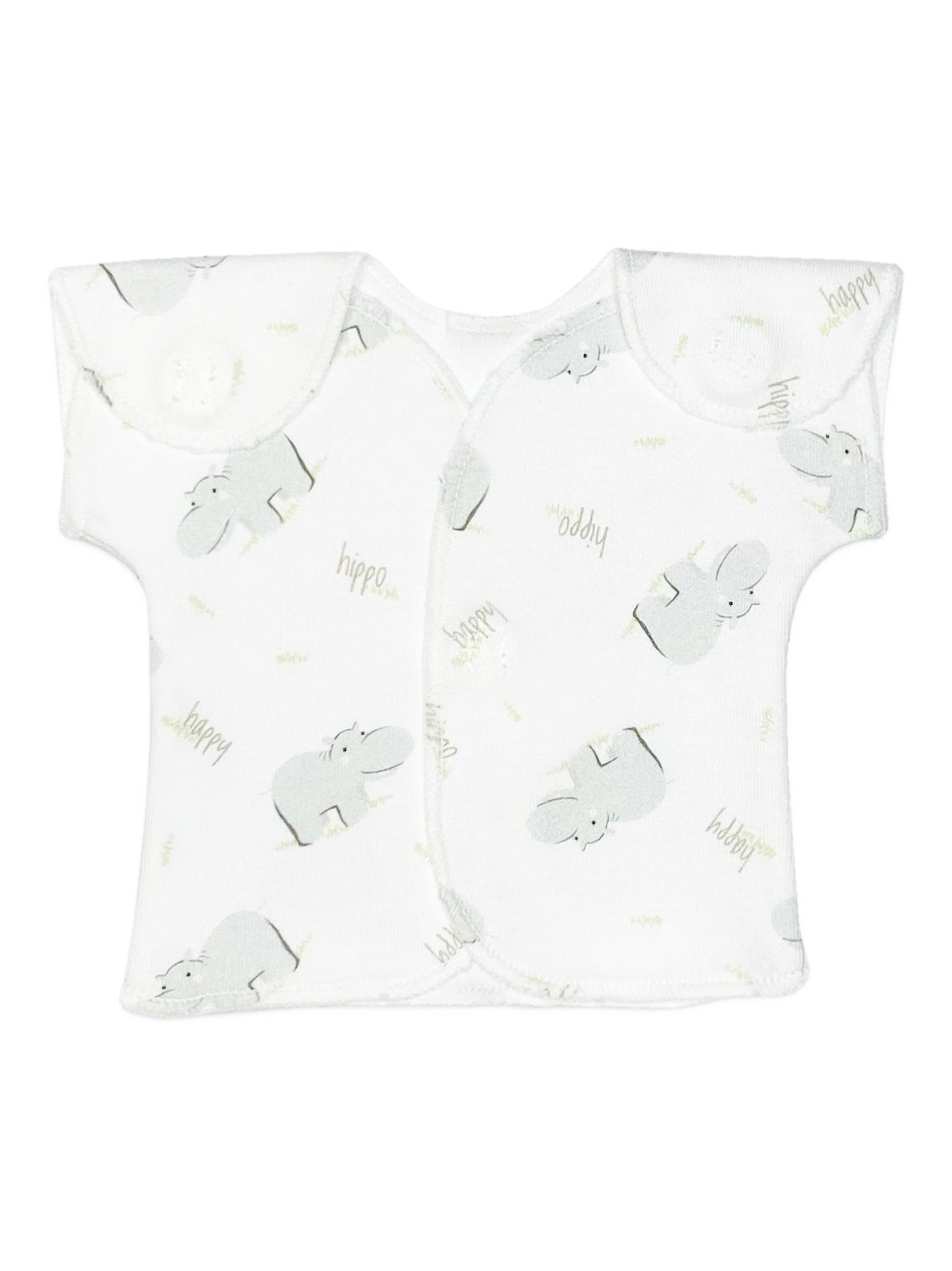 Wrap-over premature baby top, hippos Bodysuit / Vest Itty Bitty Baby Clothing 