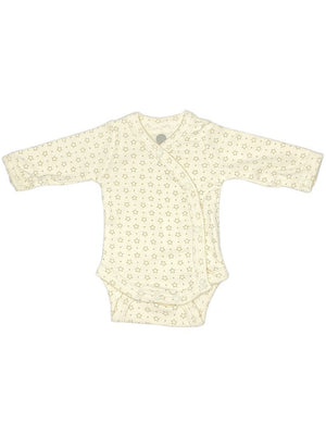 100% Cotton Cream Star Print Long Sleeve Vest Bodysuit / Vest En Fant 4-7lb 