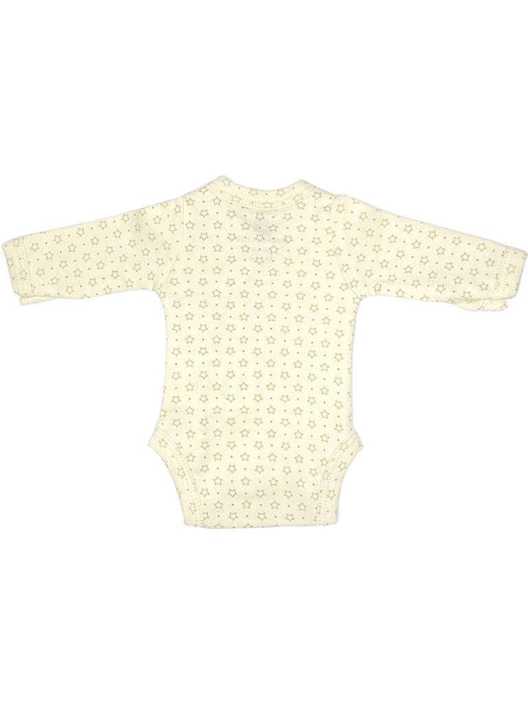 100% Cotton Cream Star Print Long Sleeve Vest Bodysuit / Vest En Fant 