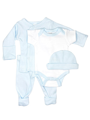 Classic Blue & White 4 piece set - Vest, Top, Trousers & Hat Outift Soft Touch 