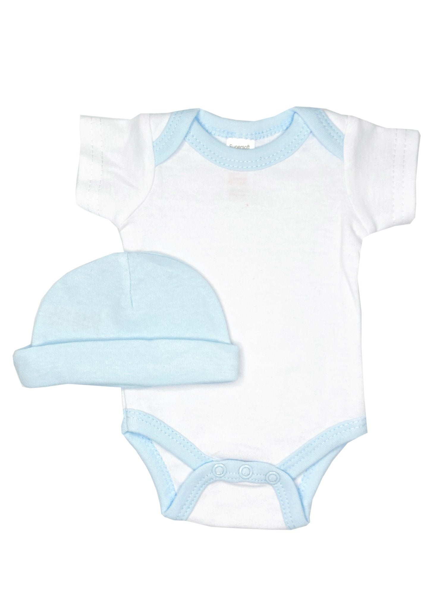 Classic Blue & White 4 piece set - Vest, Top, Trousers & Hat Outift Soft Touch 