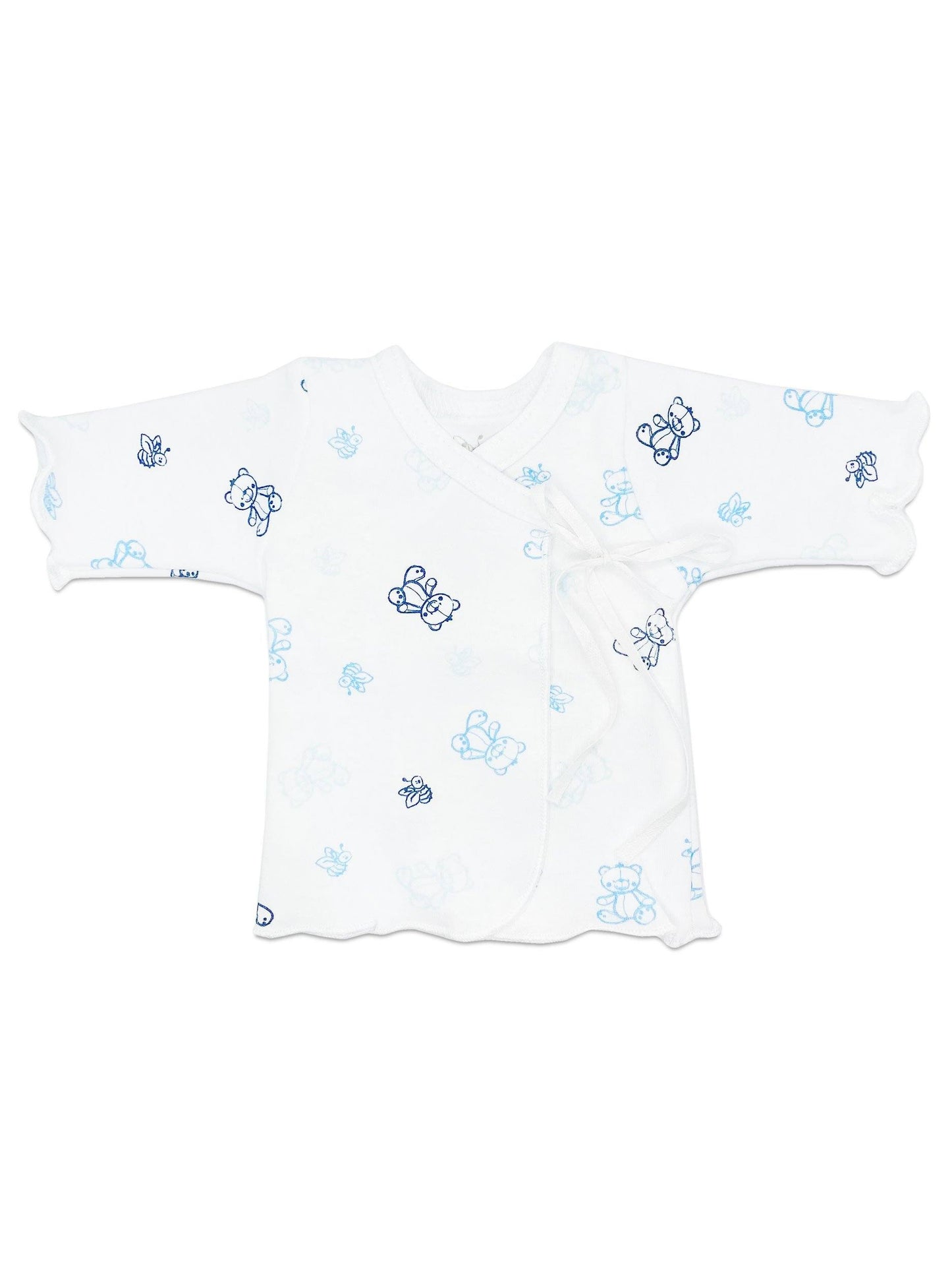 Organic Cotton Blue Bee Bear Ribbon Tie Wrap Top Top / T-shirt Fixoni 