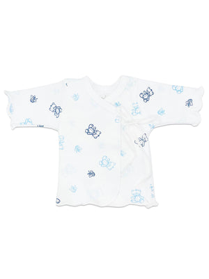 Organic Cotton Blue Bee Bear Ribbon Tie Wrap Top Top / T-shirt Fixoni 