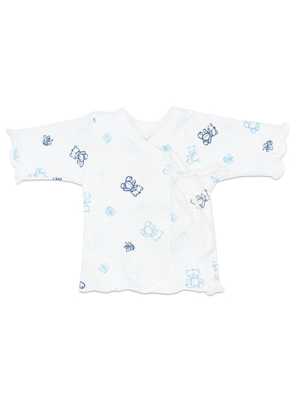 Organic Cotton Blue Bee Bear Ribbon Tie Wrap Top Top / T-shirt Fixoni 