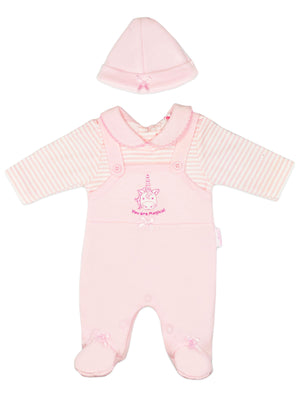 'You Are Magical' Unicorn Dungarees & Hat Set Dungaree Tiny Chick 