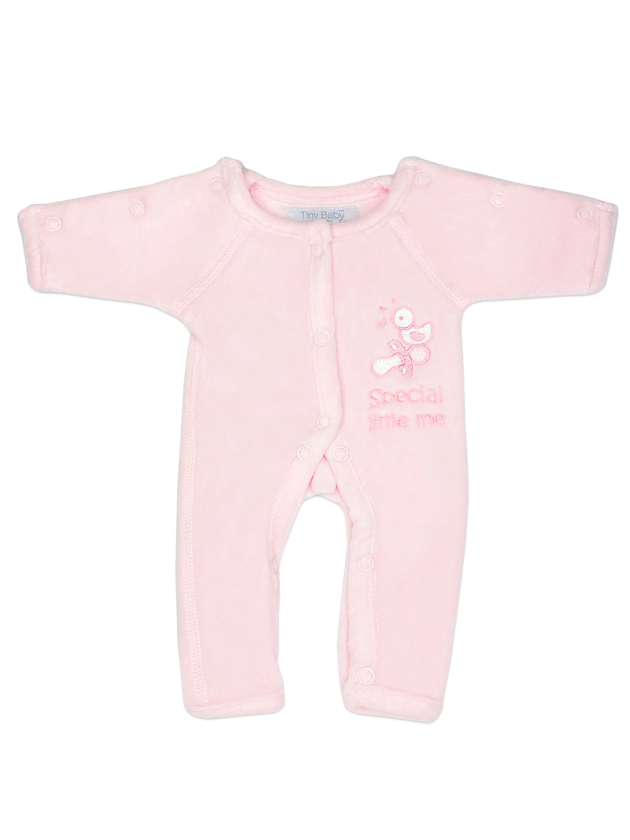 Velour Preemie Baby Sleepsuit: Pink 'Special Little Me' Sleepsuit / Babygrow Tiny Chick 