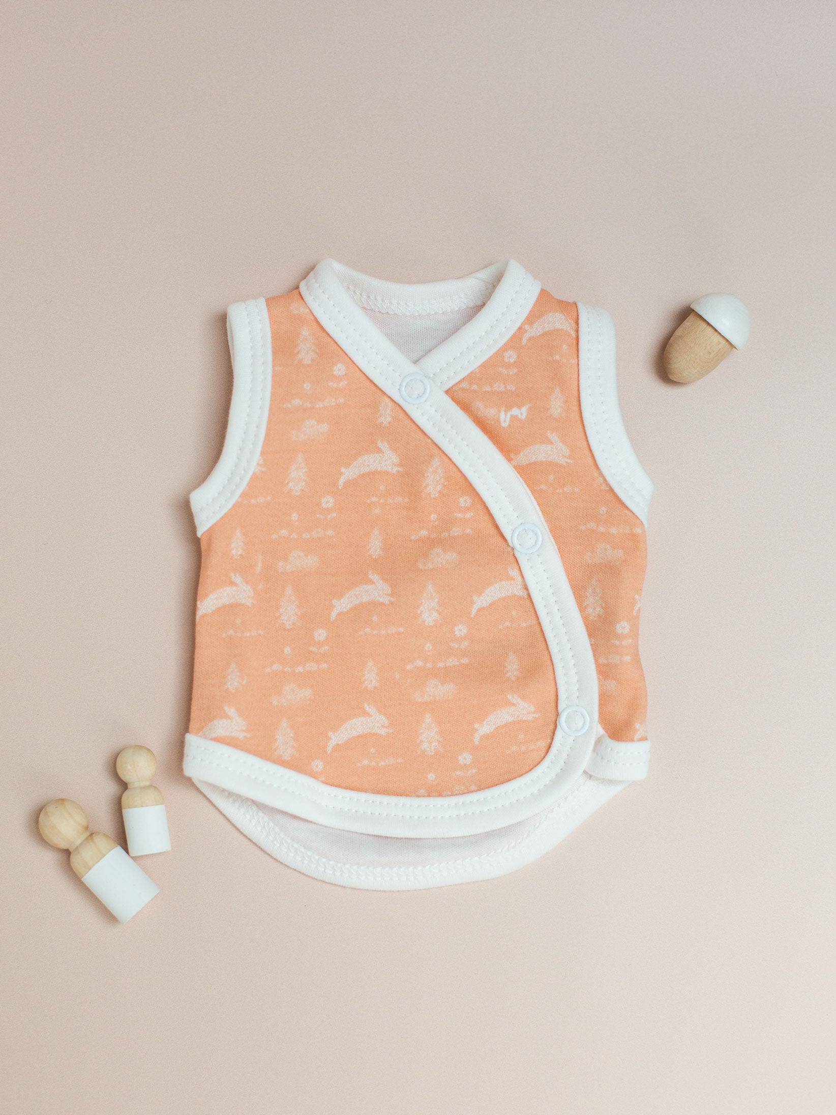 Incubator Vest, Leaping Bunnies , Premium 100% Organic Cotton Bodysuit / Vest Tiny & Small 