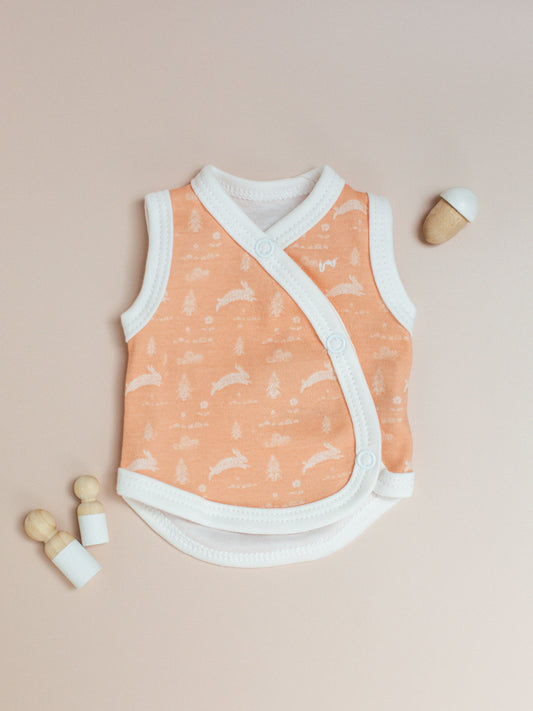 Incubator Vest, Leaping Bunnies , Premium 100% Organic Cotton Bodysuit / Vest Tiny & Small 