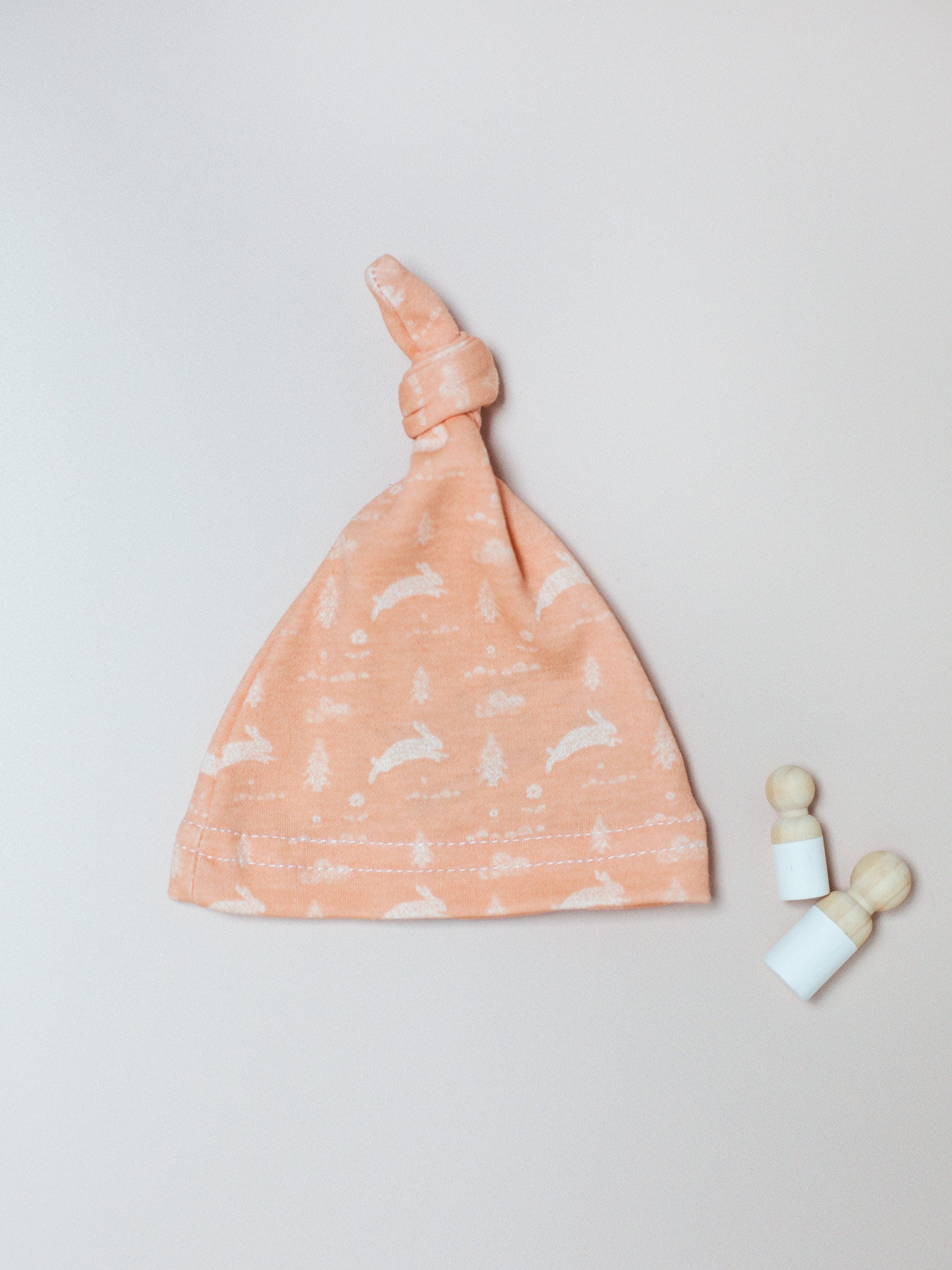 Knotted Hat, Leaping Bunnies, Premium 100% Organic Cotton Hat Tiny & Small 